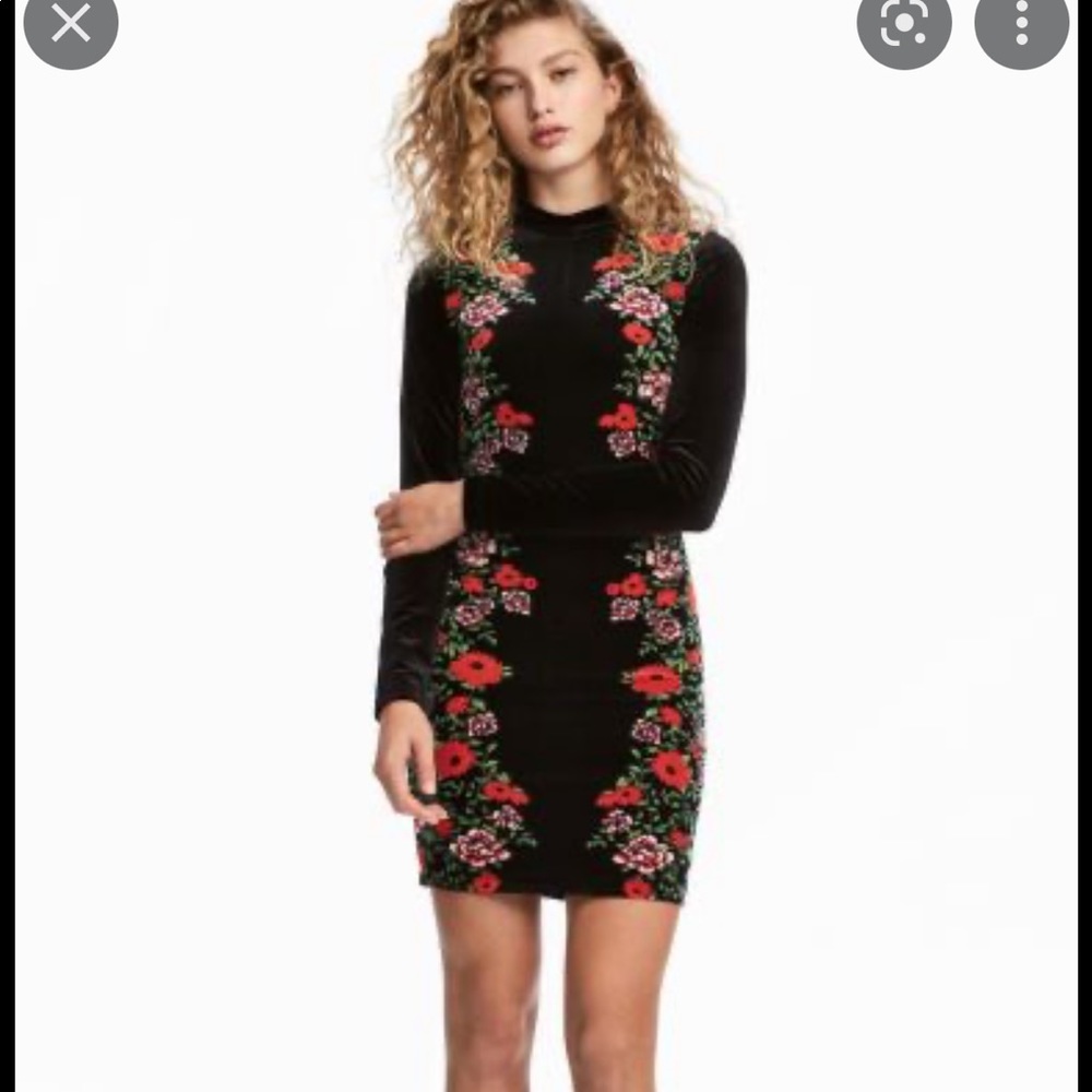 Black floral Velvet HM dress
